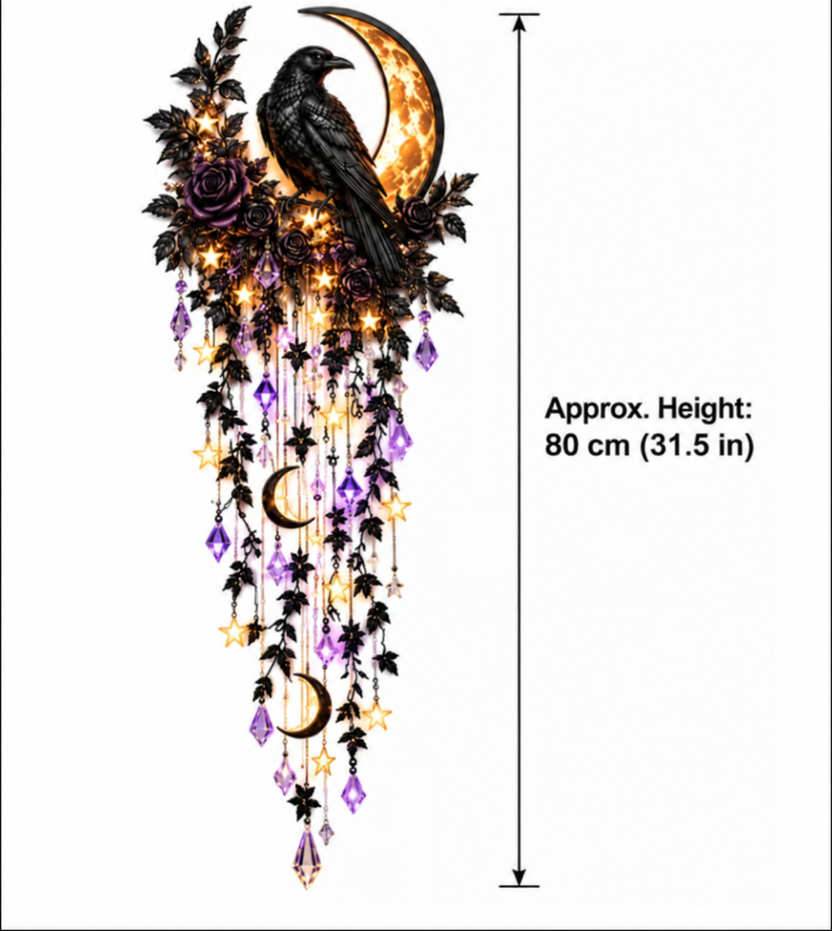 Raven Halloween Wall Light Size 80cm 31.5in