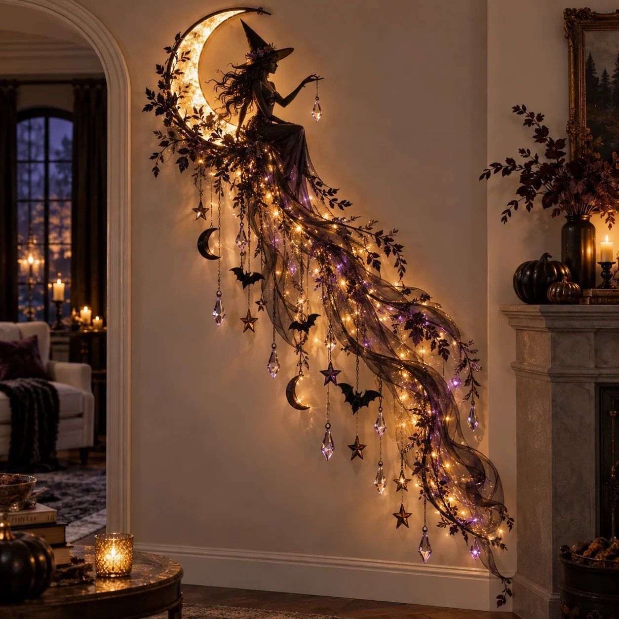 Witch Moonlight Halloween Cascade Wall Light