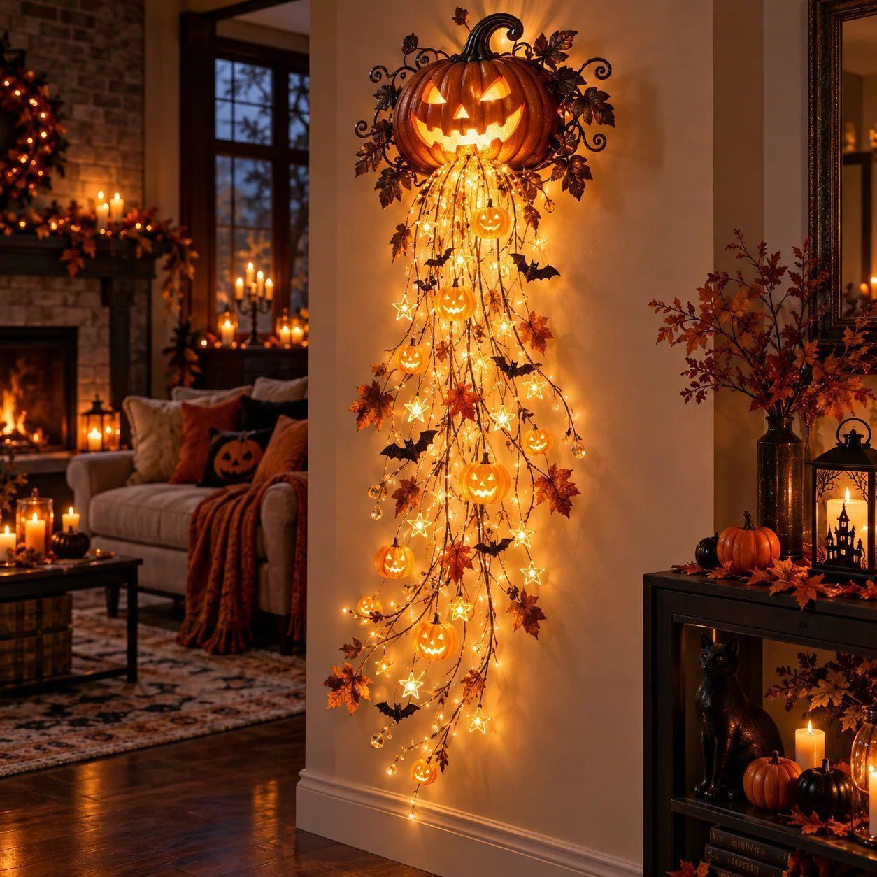 Haunted Pumpkin Glow Halloween Wall Light