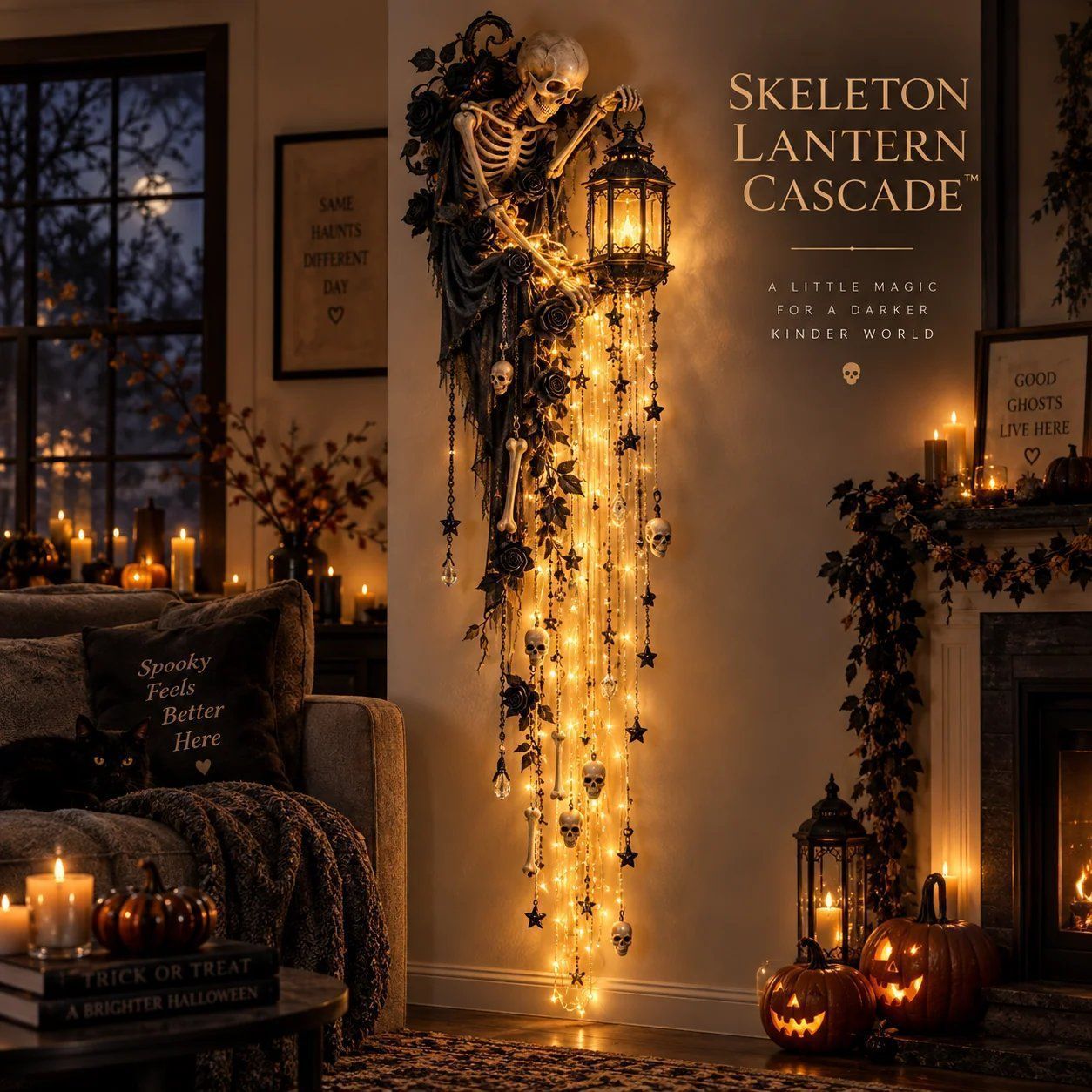 Skeleton Lantern Halloween Cascade Wall Light
